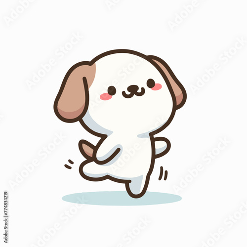 cartoon tame dog pet dancing in flat design style