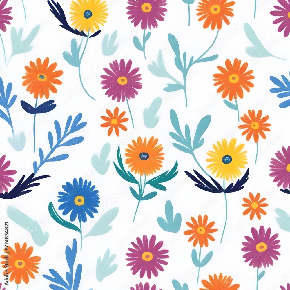Beautifull colored floral pattern on plaid background