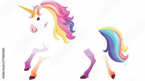 Rainbow unicorn horse isolated on white background