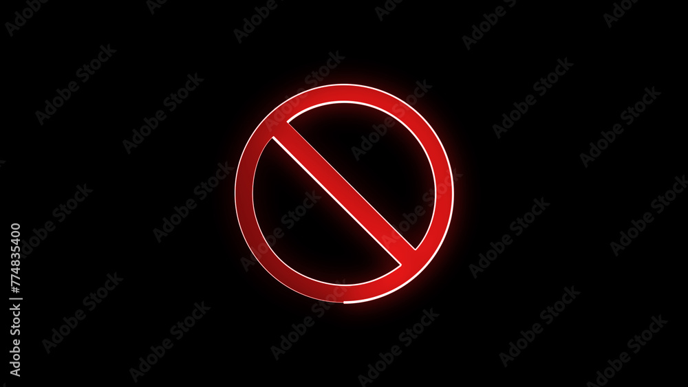 Neon ban icon. Glowing neon forbidden crossed circle sign. Not allowed entry, mistake, embargo and sanction, illegal way, wrong. Neon ban icon. Glowing neon forbidden crossed circle sign. Not allowed entry, mistake, embargo and sanction, illegal way, wrong.