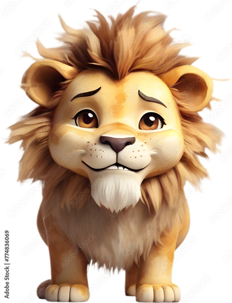 Watercolor drawing of a cute Lion in cartoon style. Watercolor drawing of a cute Lion in cartoon style.