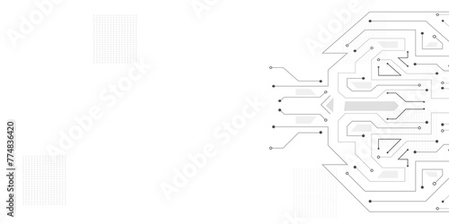 Vectors High-tech connection system on a white background. Technology digital circuit board background. Technology black circuit diagram.