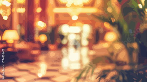 Vintage filter applied to a defocused hotel lobby photo