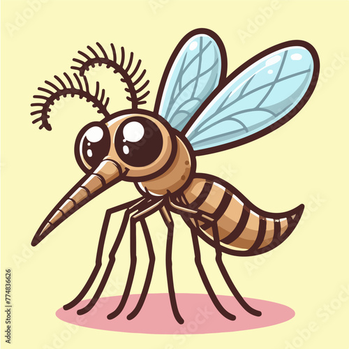 cartoon of a dangerous mosquito bug in flat design style