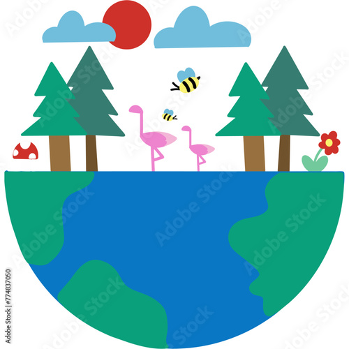 EPS file 3000*3000 300 dpi. A paper cutout showcasing half of the Earth's globe to depict either the eastern or western hemisphere, divided along the prime meridian or the International Date Line.