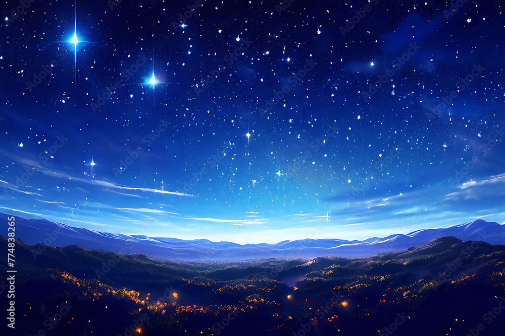 Illustration background depicting sparkling stars in the beautiful night sky