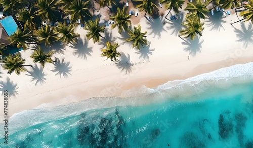 Beautiful caribbean beach on saona island, dominican republic. aerial view of tropical idyllic summer © Khalkha