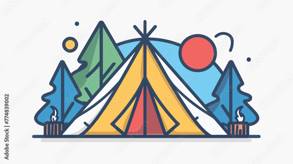 Camping tent icon. Outline camping tent vector icon fo