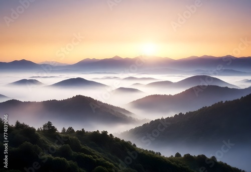 Invigorating Morning Sunrise Over A Misty Mountain  27 