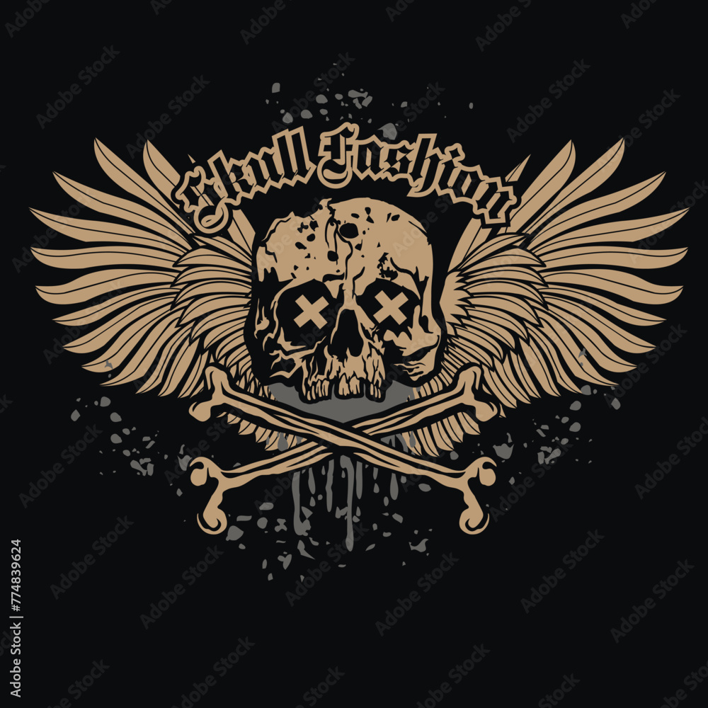 Naklejka premium Gothic sign with skull, grunge vintage design t shirts