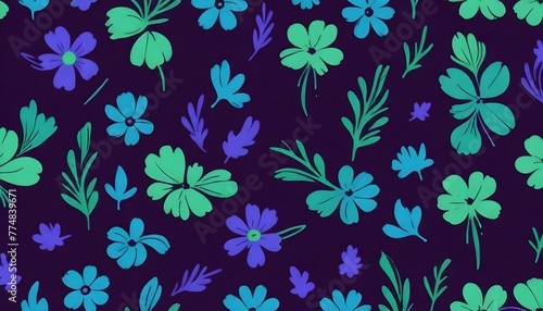 Beautifull colored floral pattern on plaid background