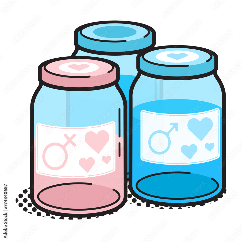 Love potion jar, glass container with lid of poisonous liquid inside. Substance with magic liquid for men and women. Cartoon vector isolated on white background Love potion jar, glass container with lid of poisonous liquid inside. Substance with magic liquid for men and women. Cartoon vector isolated on white background