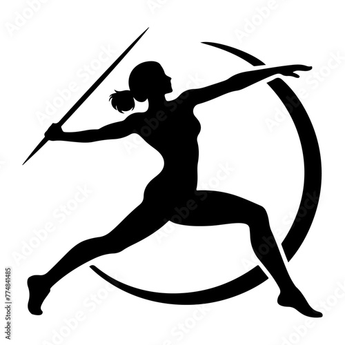 Female Javelin throw  athlete vector silhouette black color 11