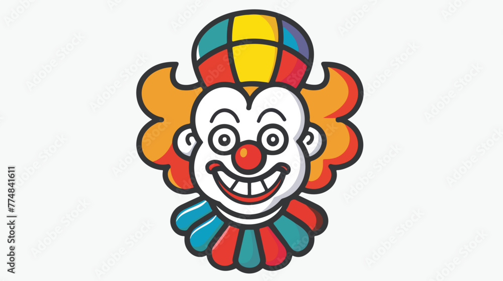 Cartoon clown flat vector isolated on white background