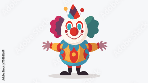 Cartoon clown flat vector isolated on white background