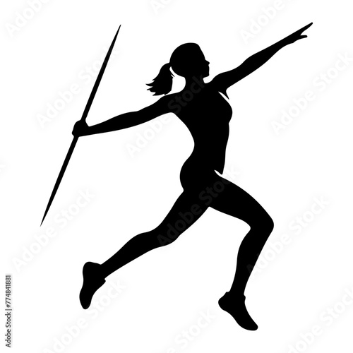 Female Javelin throw athlete vector silhouette black color