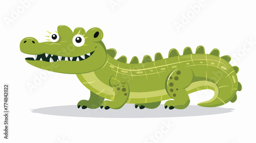 Crocodile isolated on white background flat ve