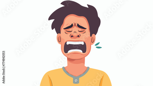 Cartoon crying man flat vector isolated on white background