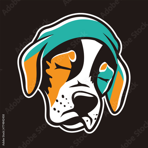 Flat Vector Animal Dog Head or Face Logo