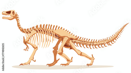 Dinosaur fossil flat vector isolated on white