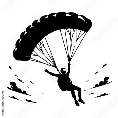 minimalist  Skydiver man extreme sport freedom vector black color silhouette 9