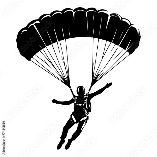 minimalist  Skydiver man extreme sport freedom vector black color silhouette 11