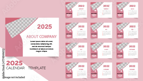 New year 2027 calendar pink watercolor flower design vector