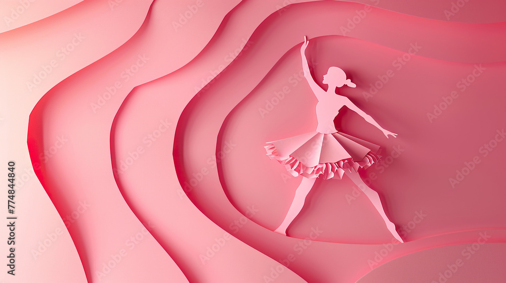 a ballet dancer in dancing pose papercut pink art International Dance Day 29 april Design template for banner, flyer, invitation, brochure, poster or greeting card. a ballet dancer in dancing pose papercut pink art International Dance Day 29 april Design template for banner, flyer, invitation, brochure, poster or greeting card.