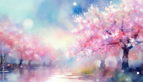 桜、春の背景イラスト © Bambi and Sunny
