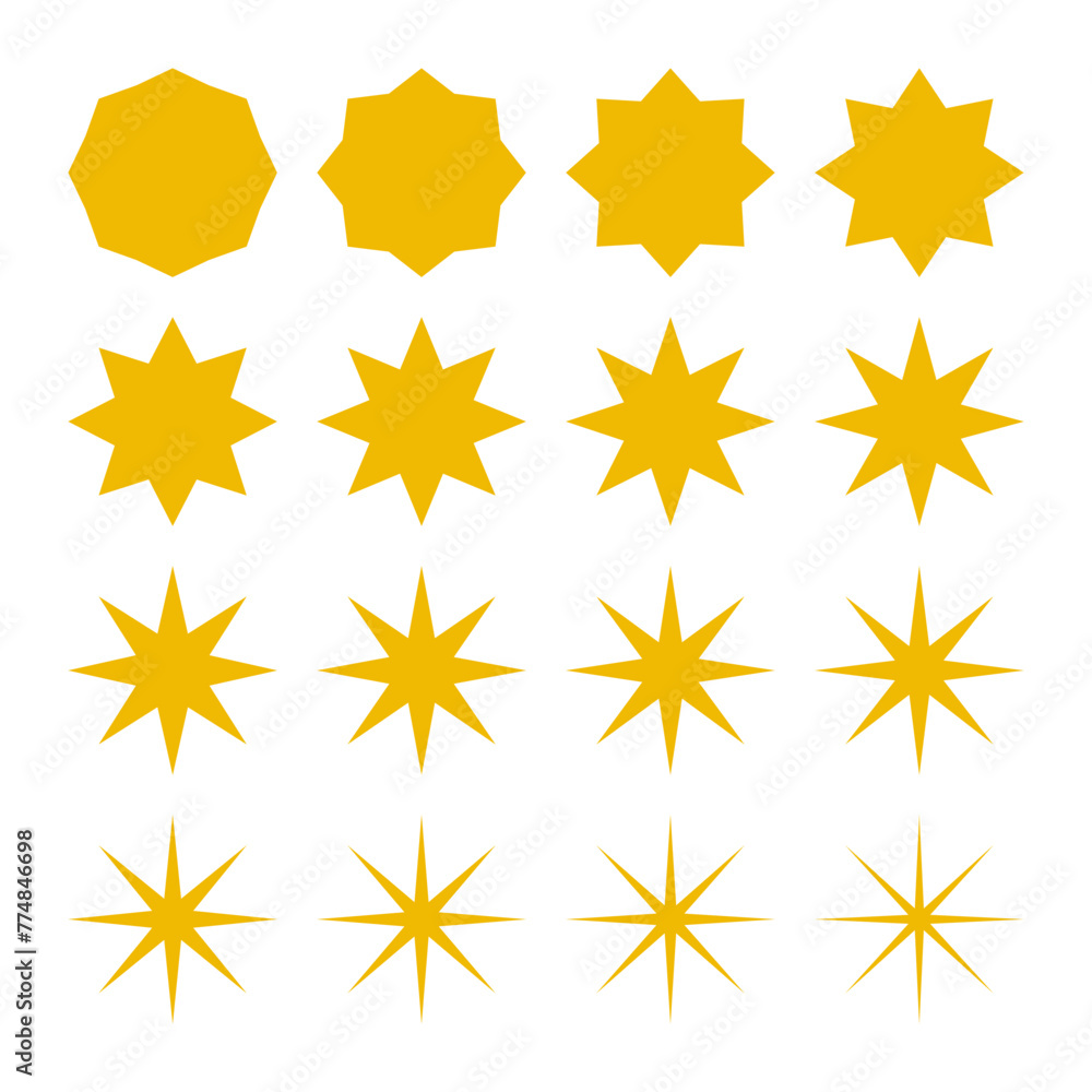 Eight Point Zigzag Edge Gold Stars Eight Point Zigzag Edge Gold Stars
