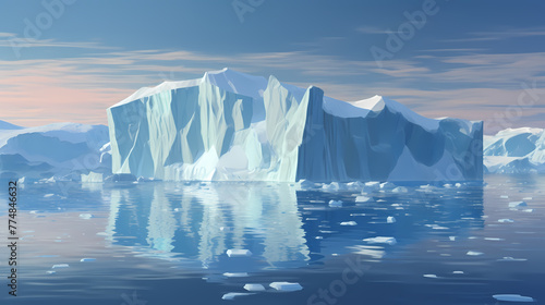 View of icebergs and beautiful transparent sea