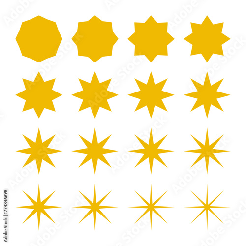 Eight Point Zigzag Edge Gold Stars