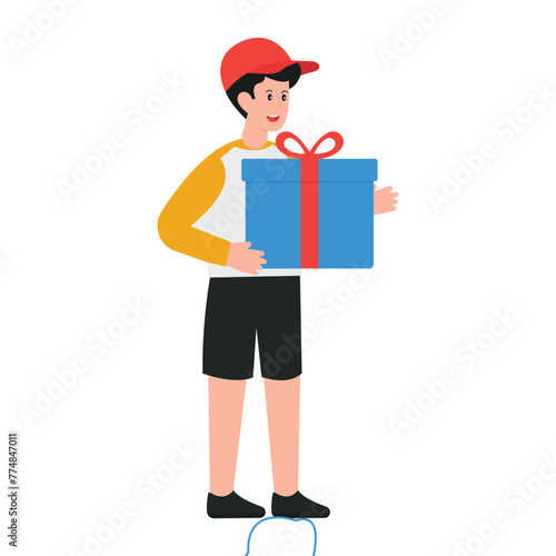 Delivery Boy holding boxes Illustration   © Minhas