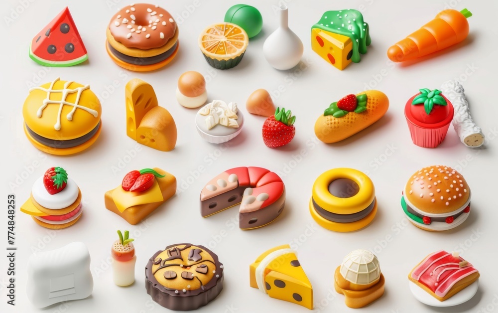 many biscuits, cakes cookies on a white background many biscuits, cakes cookies on a white background