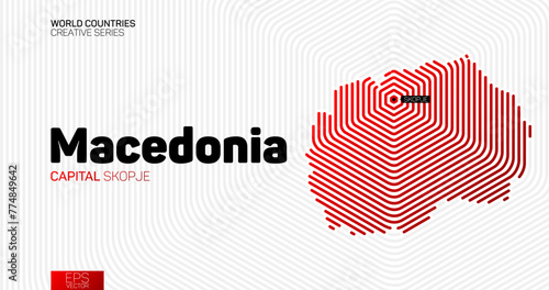 Abstract map of Macedonia with red hexagon lines