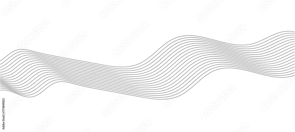 Curved wave lines pattern on white background. Wave striped lines pattern for backdrop, wallpaper template. Simple curved lines with stripes texture. Striped background, vector illustration in eps 10.