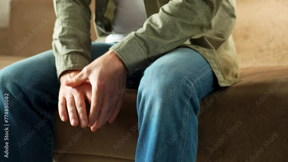 Close-up of Man With Parkinson Disease Symptom. Close-up of Man With Parkinson Disease Symptom.