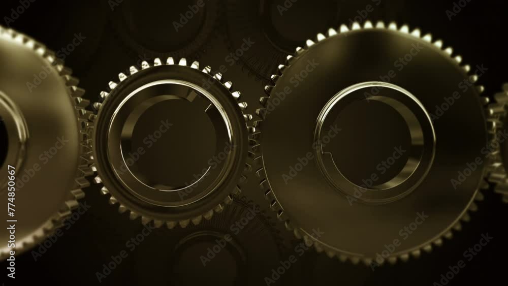 3D Machine Gears In Motion Slowly. Industry Related Abstract 3D Animation Concept. 3D Machine Gears In Motion Slowly. Industry Related Abstract 3D Animation Concept.