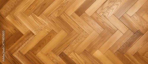 Detailed view showing a wooden floor with a complex and beautiful pattern of different wood grains and colors photo