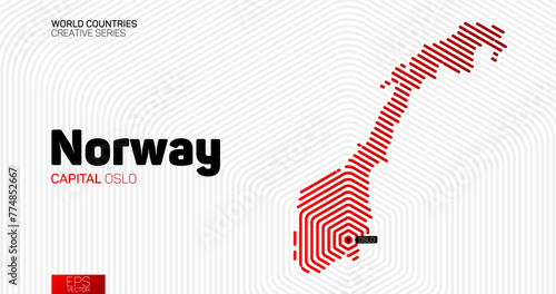 Abstract map of Norway with red hexagon lines