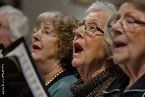 Seniors participating in a choir, singing classic songs and filling the room with harmony © Davivd