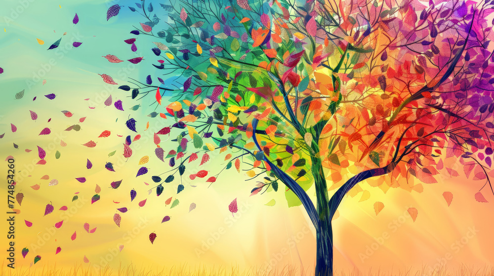 tree with colorful leaves.