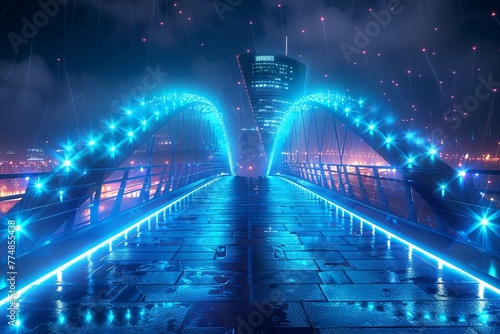 Sydney Harbour Bridge gleams with light, a steel arch reaching across the moonlit water