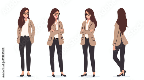 A vector illustration of young business woman Flat ve