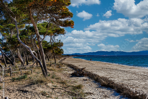 Seascape from the beach of the Sterpaia coastal park on the gulf of Follonica Tuscany Italy photo