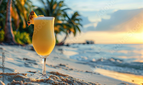 glass of cocktail on the beach
