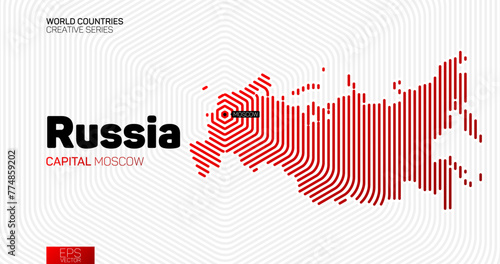 Abstract map of Russia with red hexagon lines