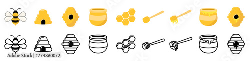 honey bee icon, honey comb vector, royal jelly bee hive