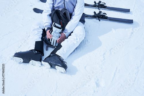 Picutre of woman on ski in Madonna di Campiglio photo