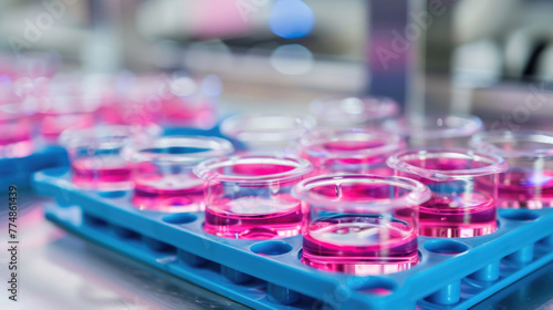 Wallpaper Mural A tray filled with various shades of pink liquids rests on top of a wooden table Torontodigital.ca
